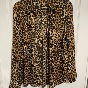 Express Leopard Print Button Down Shirt